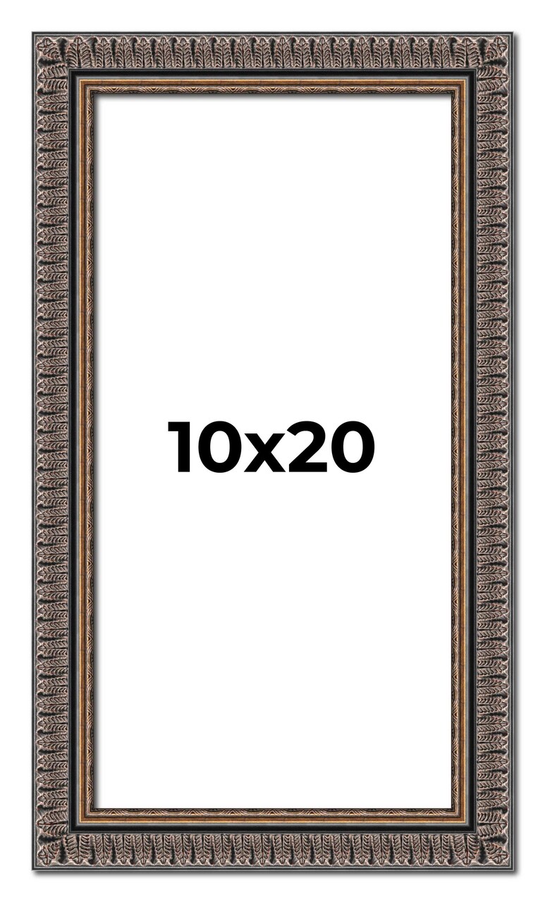 Panoramic Ornate Black Picture Frame - UV Acrylic, Foam Board Backing, Hanging Hardware